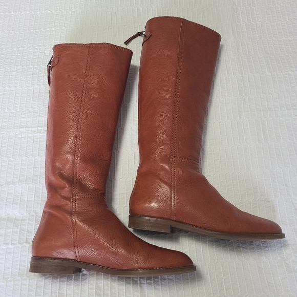 Madewell Sidney Women's Classic Knee High Tall Brown Leather Riding Boots Sz 9 - Picture 2 of 14